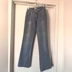 NWT Cache Blue Jeans with Crystals and Chain, Size 2